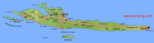 Map of the island of Hvar 