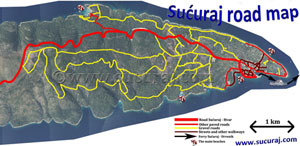 Karta cesta, biciklističkih i pješačkih staza u Sućurju
