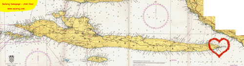 Námorných mapa - ostrov Hvar